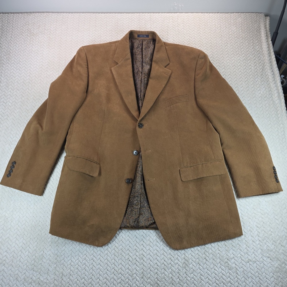 Ralph Lauren Mens 46R Brown Corduroy 3 Button Sport Coat Blazer Paisley Lining